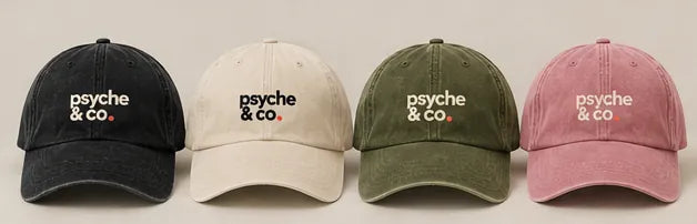 The Washed Cap by psyche & co., Black, stone, olive, pink